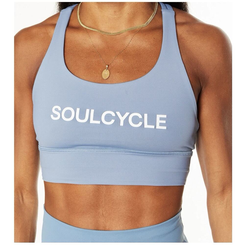 SoulCycle Lululemon Energy Longline Utility Blue Bra size 6